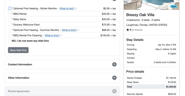 Why we require our own Booking Form, Account/Security Deposit, and Insurance on VRBO Bookings